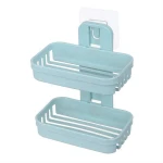 Bathroom Shower Accessories With Suction Cup Double  Bathroom Storage Shelf Soap Rack  plastic soap shelf Dish Soap Holder