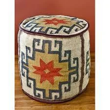 best price indian pouf stool ,wool dhurrie ottoman