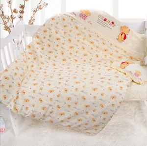best selling disposable 100% cotton baby bedding sets cartoon crib bed linen