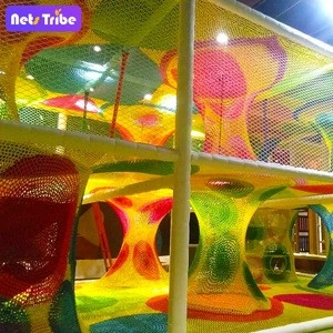 Best selling Indoor Playground with Knitted Rainbow Colorful Nylon Crocheted Climbing Net