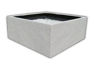 Best White Stone Look Cube Fiberglass Planter Pot used at homes, hotels, malls, offices and airports