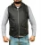 Import Black Denim Vest with Hood, Sleeveless Hoody, Vest with Box Pockets from Pakistan