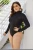 Import Black high-necked and long-sleeved sport one-piece swimsuit with large conservative surf block and sun block from China