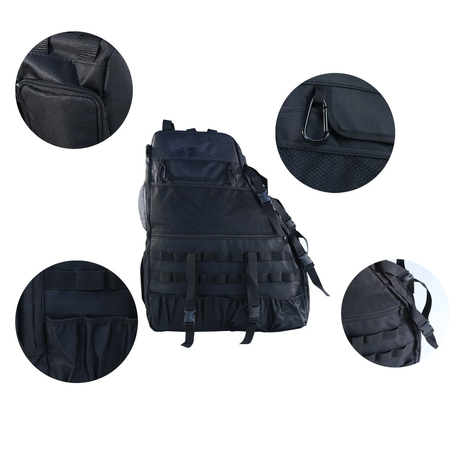 Black Multi-Pockets Organizers Cargo Bag Tool Kits Holder Storage Bag for Jeep Wrangler 4 Door
