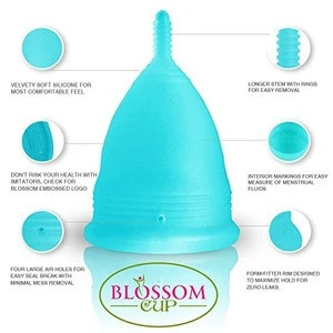 Blossom Menstrual Cup Is Better Than Hands Down! Say No to Tampons. Get Blossom Cups for Menstrual (Small, Blue)