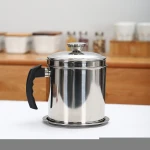 Bulk wholesale kitchen oil colanders pot durable stainless steel bacon oil strainer pot with filter