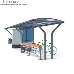 Bus shelter outside waiting parking combined urben multifunctional bicycle storage shed