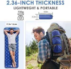 Camping Sleeping Mat, Best Inflatable Air Mattress - For Backpacking, Hiking & Tent with Foot Pump Self Inflating