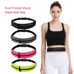 Cell phone sport band fanny pack running dual pocket music belt waist bag durable pocket sport waist belt bag