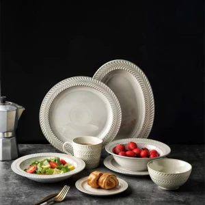 Ceramic dinnerware sets Stoneware Plates sets mugs and salad bowl