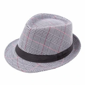 Checked Hats Wide Brim Gentleman Fashion Top Caps Homburg Formal Hats Wool Felt Bowler Hat For Men Wholesale Fedora Hat