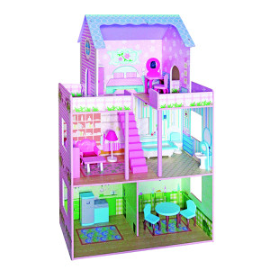 Buy Children Play Pretend Triple Floors Middle Wooden Doll House Kids ...