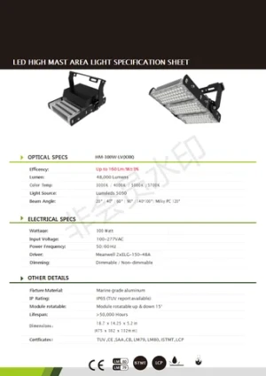 classic ODM OEM LED high pole light for outdoor stadium lighting