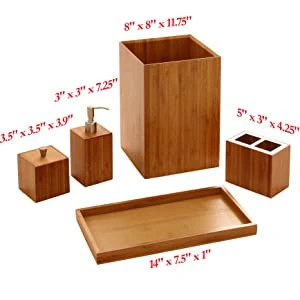 Classics 5-Piece Bamboo Bath and Vanity Luxury Bathroom Essentials Accessory Set