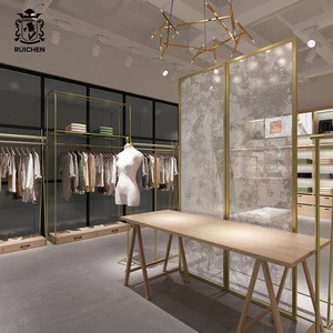 Clothes shop Display Showcase Decoration ideas Clothing Hanging Pole Furniture Shop Interior Design Fixture in Display Rack