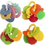 Color Fruit Shape Teether baby Rattle molar toy Kids Teether Cute silicone Macaron