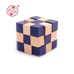colored magic cube Brain Teaser Cube block wooden snake cube puzzle