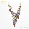 Colorful Marquise Y Shape CZ Drop Pendant Statement Necklace Rhodium Plating Woman Fashion Costume Jewelry