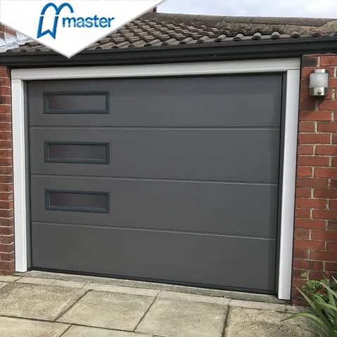 Contemporary Design Steel Sectional Garage Door With Side Windows