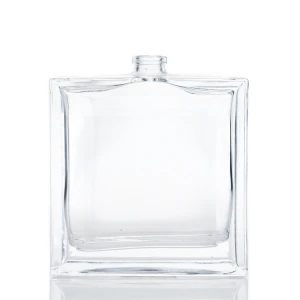 Cosmetic Crystal Perfume Bottle 50ml Rectangular Glass Perfume Bottle With Lotion Pump Cap