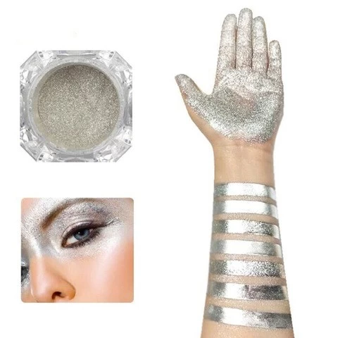 Cosmetic Nail Art Silver White Pearl Pigment Glass Covered Crystal Diamond Flash Pigment Silver