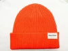 Cotton Acrylic blend knitted cap with custom canvas tag, winter beanie ribbed style