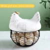 Creative Cute Kitchen Storage Ceramic Lid Chicken Iron Rack Storage Basket Can Hold Eggs