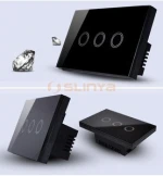 Crystal Glass Panel Touch Screen Remote Control 120 Standard 3 Gang Smart Light Switch