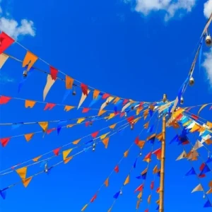 Custom Bunting Flags Wholesale 100% Polyester Decoration Solid Color Birthday Party Hanging Triangle Union Jack Bunting Flag