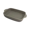Custom Ceramic Bakeware Oven Microwave Use Bread Bacon Baking Tray Pan with 2 Handles