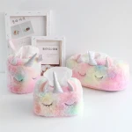 Custom Cute Unicorn Shaped Plush Tissue Box Soft Tissue Paper Box For Kids