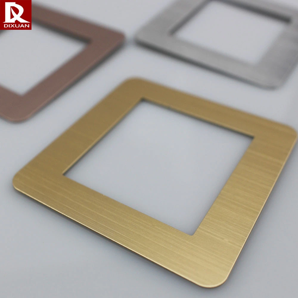 Custom hairline finish brushed anodized Aluminum Switch plate in different colors snow fall finish front back socket panel board