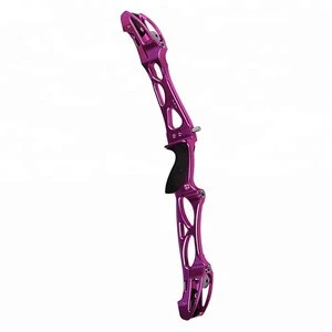 custom mahcined billet 7075 aluminum recurve bow riser with violet anodizing
