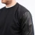 Import Custom Men Black Premium Cotton Sweater with Lambskin leather sleeves from China