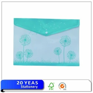 Custom plastic envelop bag with button/file folder with fastener