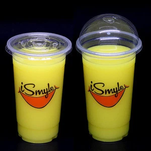 Custom printed clear transparent PP PET plastic cup disposable with lid