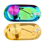 custom rainbow grinders smoking rolling weed tray sets metal with oem customize logo