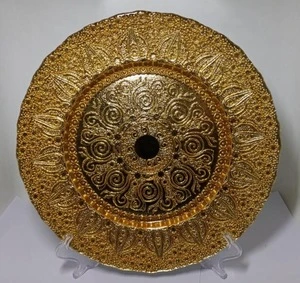 custom reef gold colored crystal glass beaded charger plate