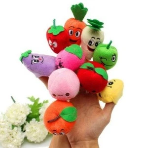 Custom Smiling Fruit Vegetable Finger Puppet Toys Children Baby Plush Handmade Velvet Finger Puppet