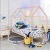 Import Custom solid wood children beds with house shape guardrail for girl boy baby beds protection against fall from China