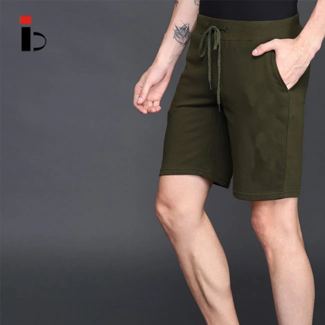 Custom wholesale fitness quick dry men green solid regular fit regular shorts