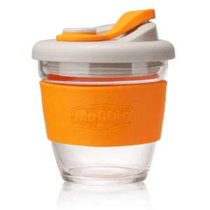 Customize print insulated keep reusable Glass Coffee Cup Tea Mug With Silicone Sleeves