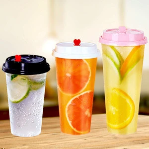Customized 16 oz 500ml 24 oz 700ml  plastic PP cup bubble milk tea cup with lid for cold hot drinks
