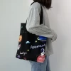 Customized Da Qi Dong Handmade Blank Canvas Bag ,Cartoon Anime Printing Single Long Shoulder Belt Shopping Tote Bag With Zipper