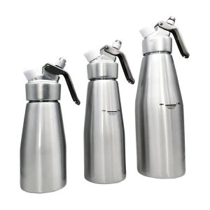 Customized  Ice Cream Whipper 1 Liter Cream Dispenser With Aluminum Lid and cleaning Brush and steel nozzles
