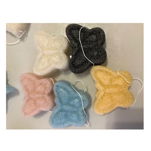 Different shape and colors 100% black konjac sponge organic facial and shower black konjac sponge