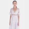 Distinctive white lace maxi dress women lady elegant girl dresses