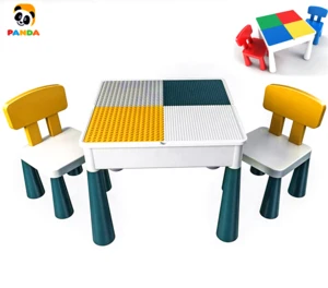 DIY toys Multifunctional legos building block table Kids learning table Creative Duplo toy Storage table dining desk (NO.PA0059)