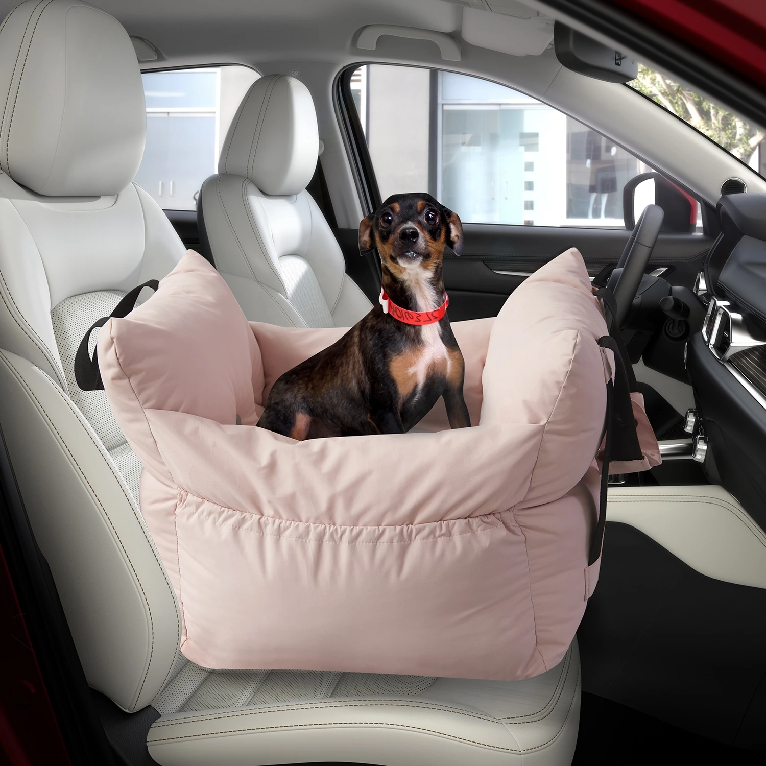 Dog Car Seat with Safe Belt and Dog Leashes Inside Waterproof & Crease resist Quality