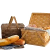 Eco-Friendly Fir sheet wood Picnic wicker Fruit vegetable bread wedding basket with lid Picnic storage Basket